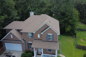 Completed architectural shingle roof installation in Douglasville GA by Mustang Roofing.